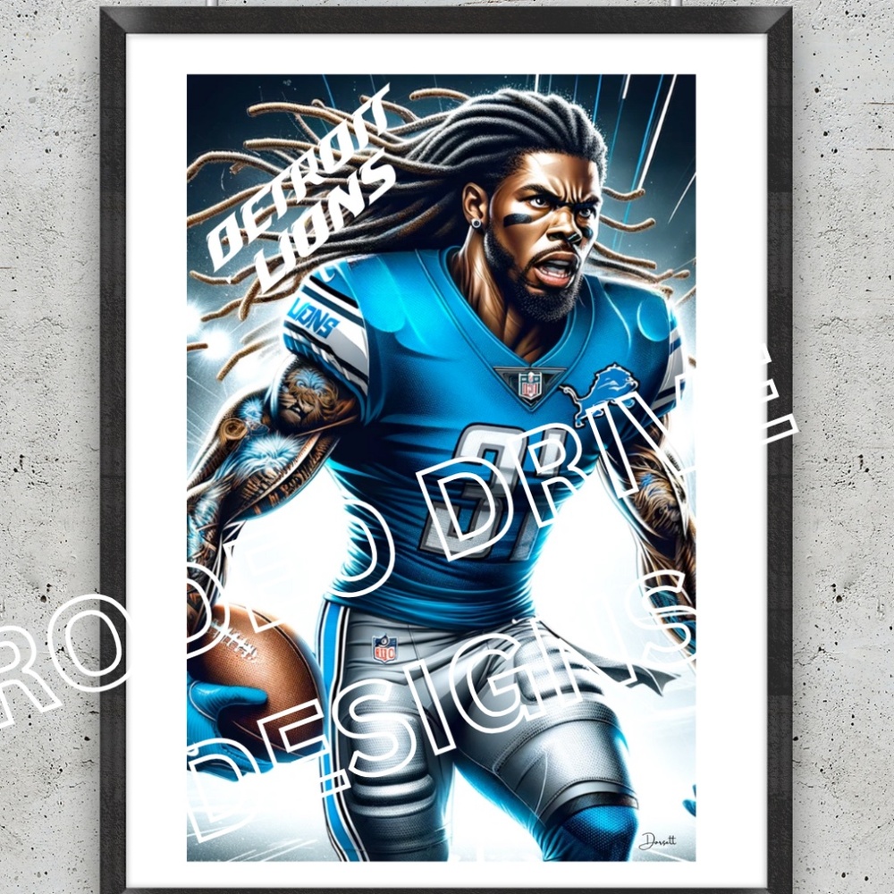 COPY - DETROIT LIONS 11X17 POSTER FOOTBALL TEAM POSTER LIONS  WALL ART NFL POST…